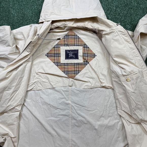 Vintage 90s Burberry Coat Jacket Men's Size XL Brown Hooded - Picture 2 of 13